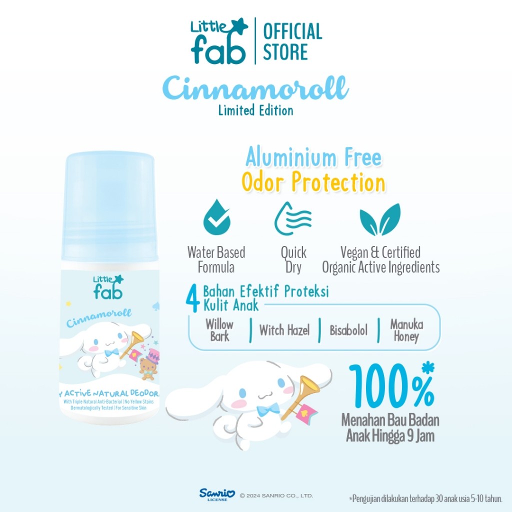 Little Fab Kids Daily Active Natural Deodorant Cinnamorol