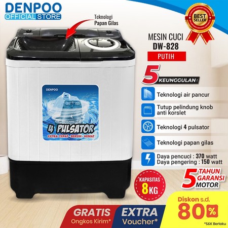 Denpoo Mandiri Indonesia Denpoo Mesin Cuci Semi Auto DW-828