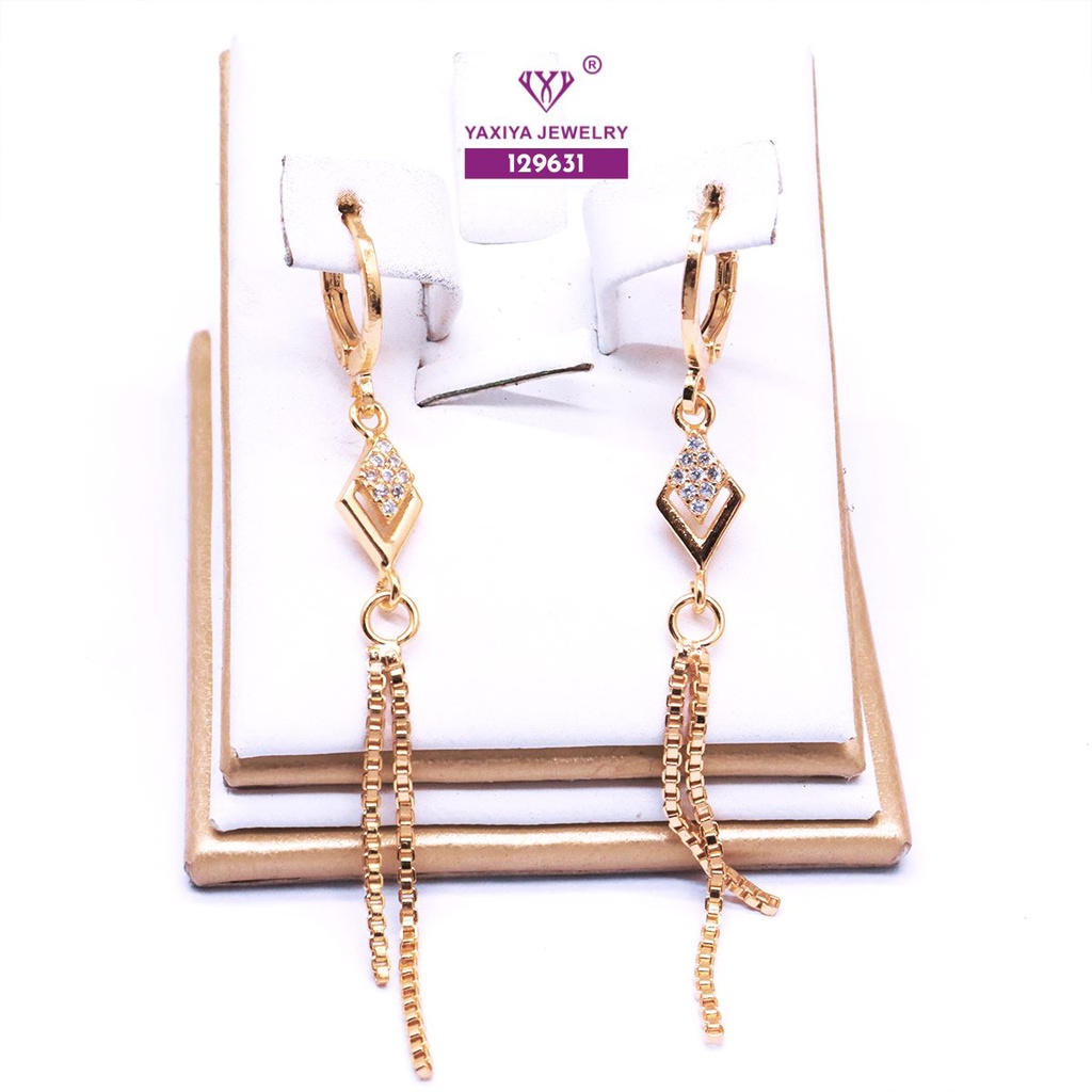 Yaxiya Jewelry Anting Gantung Jurai Permata Perhiasan Lapis Emas 129631