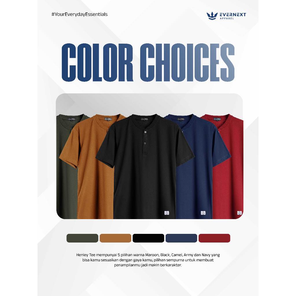 Evernext Kaos Polos Pria Henley Tee 5