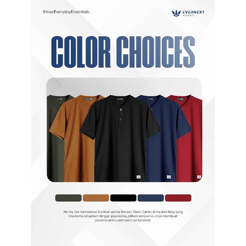 Evernext Kaos Polos Pria Henley Tee 5
