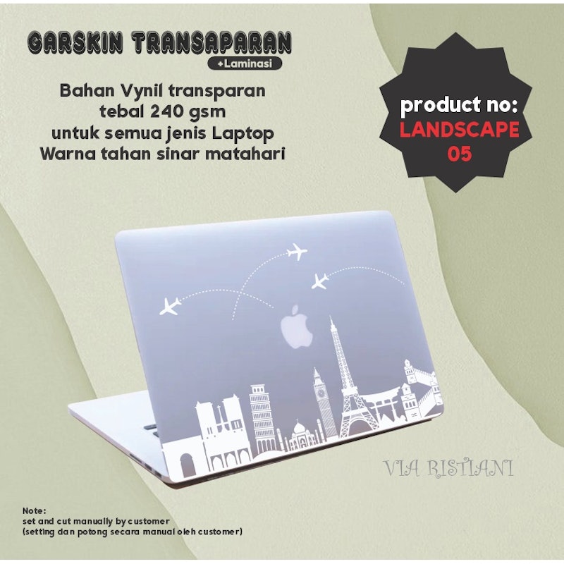 Garskin Laptop Sticker Anti Gores Transparant Travelling Landscape 2