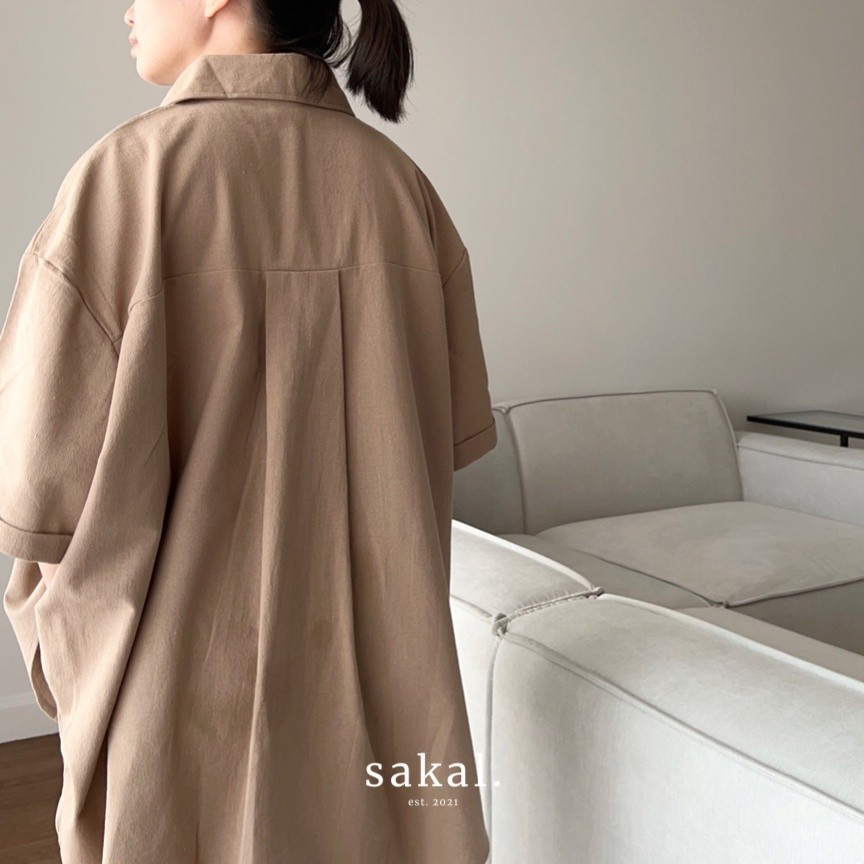  Sakal Short Sleeve Linen Oversized Shirt