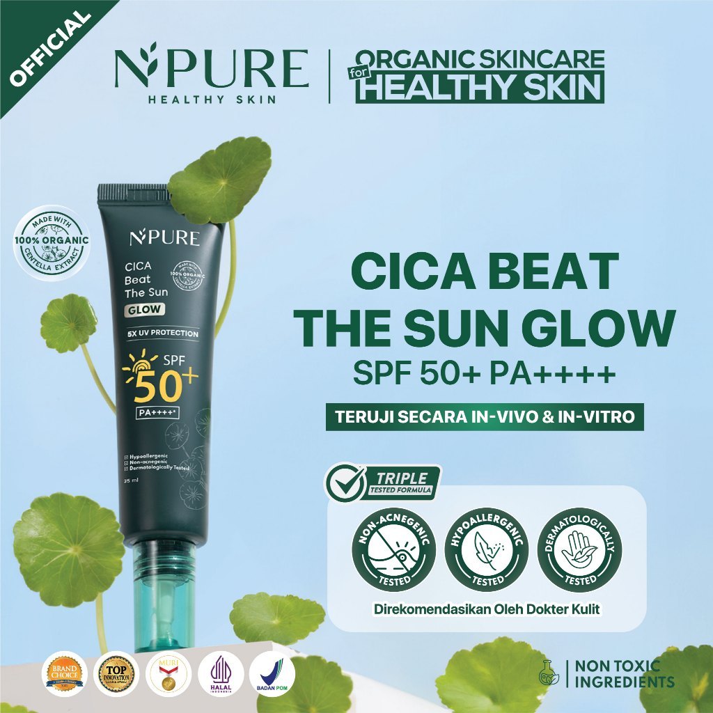 Penta Natural Kosmetindo N'PURE Cica Beat The Sun Glow SPF50+ PA++++