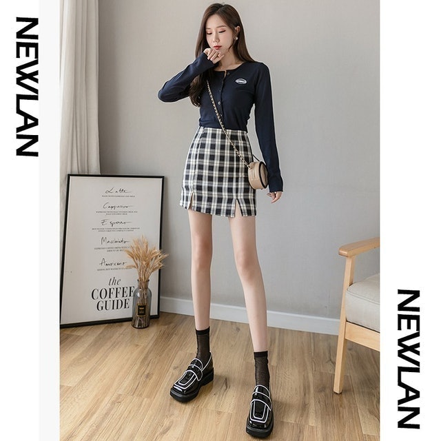 Rok Kotak Kotak Span Pendek Mini Skirt Korea Dq001