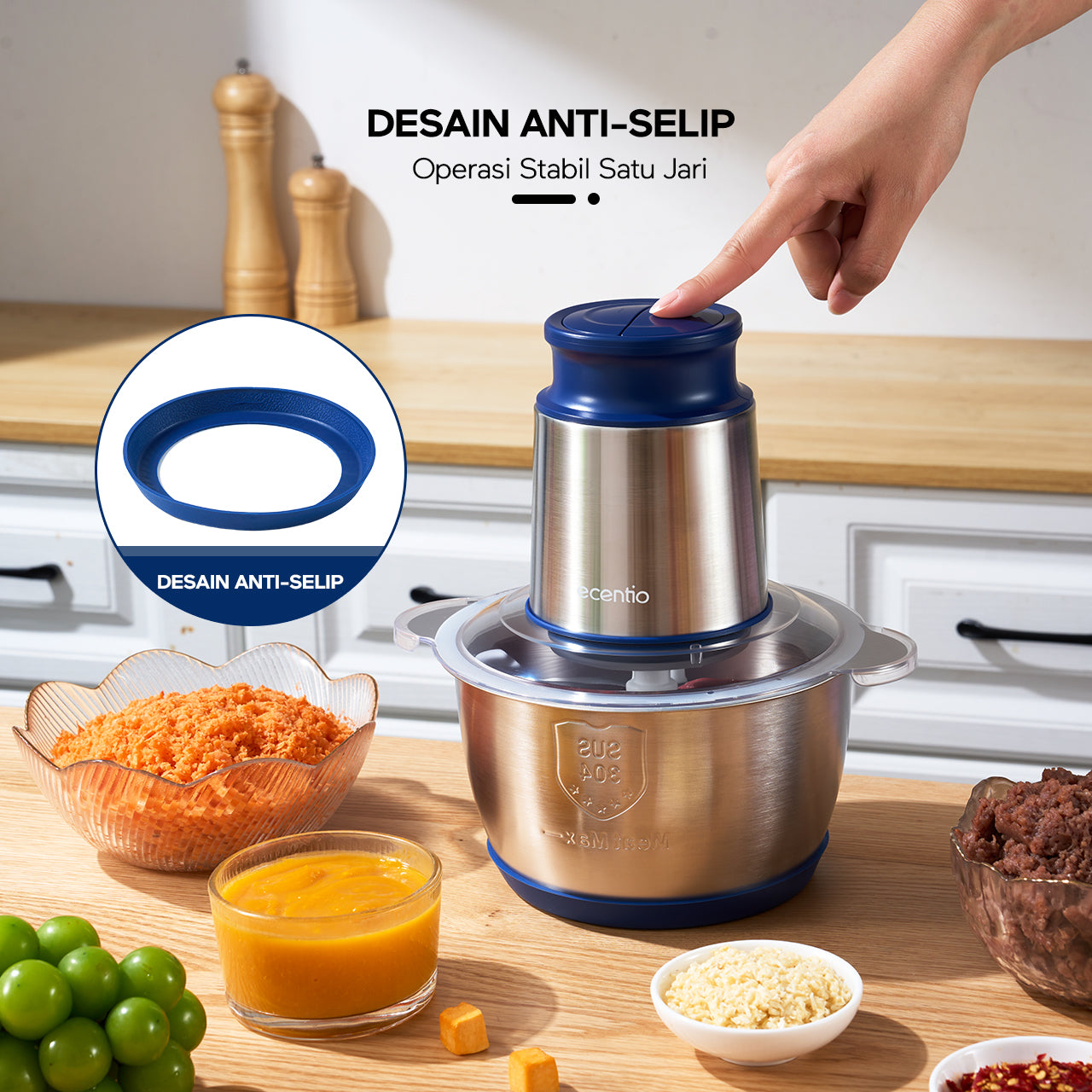 Ecentio Blender + Penggiling Daging Multifungsi 4-in-1 Stainless Steel 2