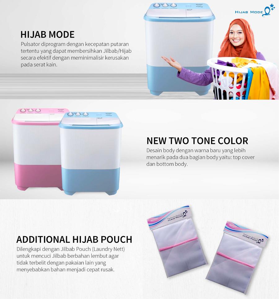 SHARP Electronics SHARP 7.5kg Twin Tub Hijab Series ES-T79SJ-BL/PK