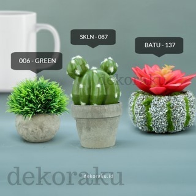 BNW Kaktus Artifisial Pot Batu