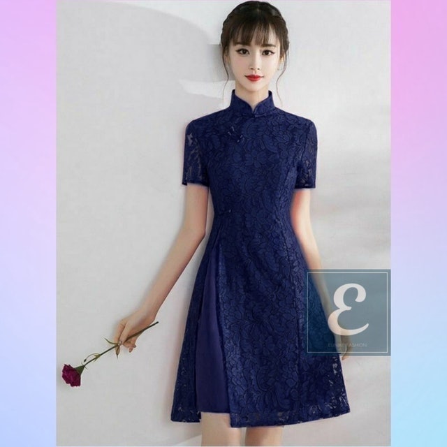  EF Mini Dress Cheongsam Brukat