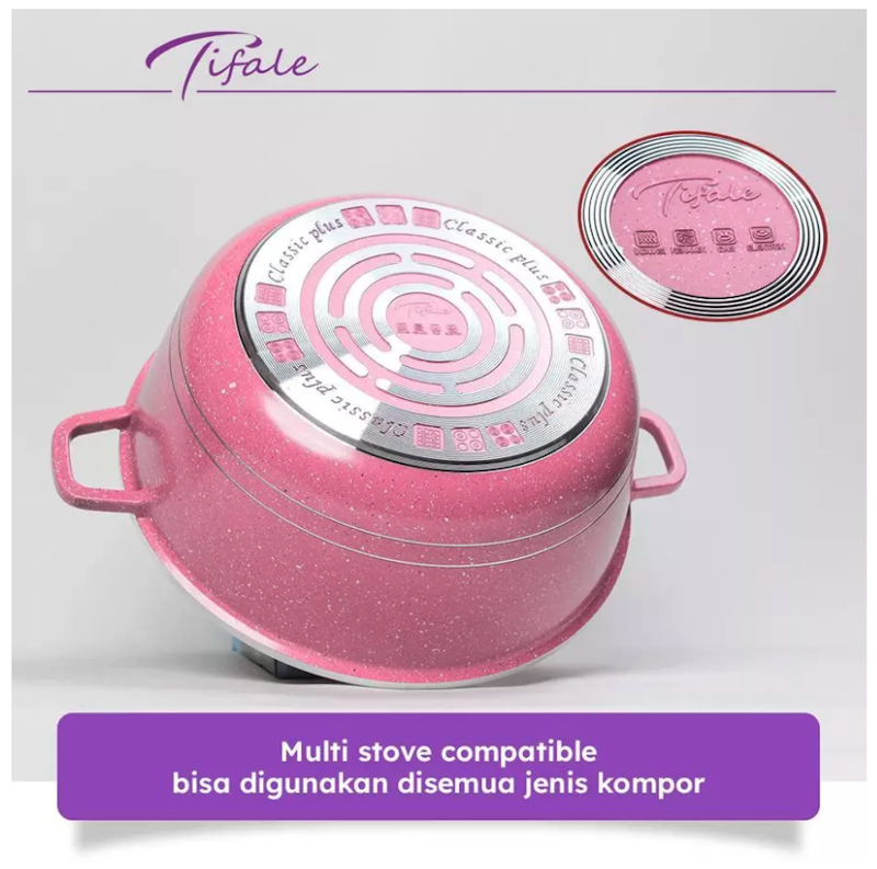 Tifale Granite DieCast Aluminium Non Stick Casserole Pot 24 cm 3