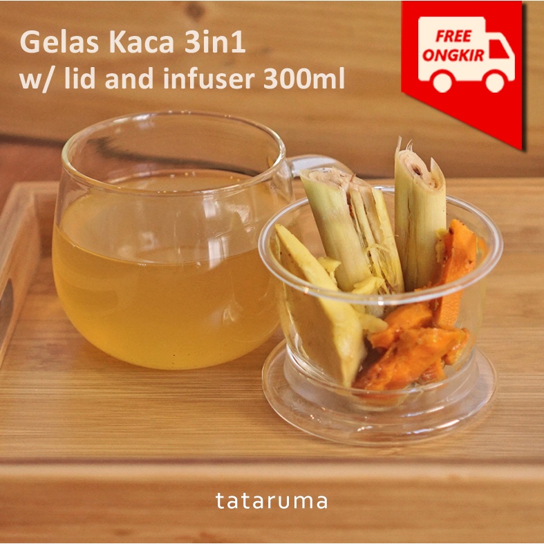 Tataruma Gelas Teh Kaca 3in1
