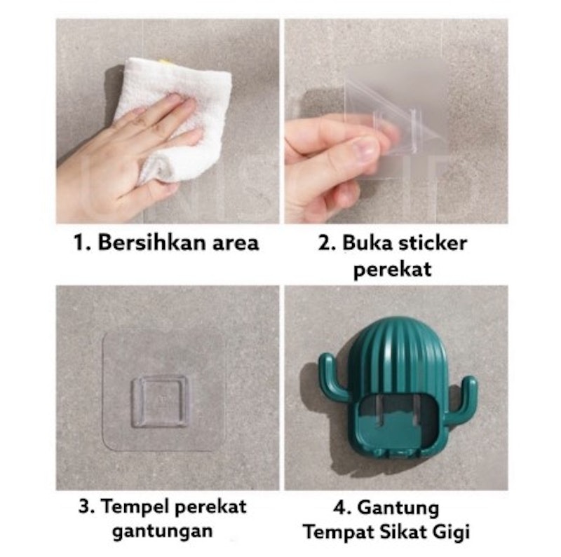 Gantungan Tempel Tempat Sikat Gigi Model Kaktus 5
