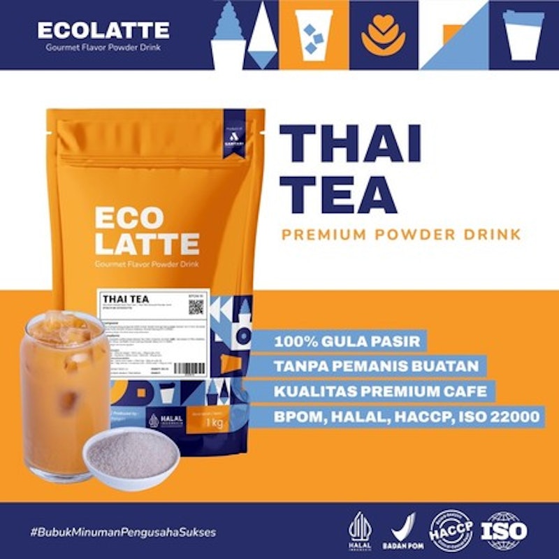 Ecolatte Gourmet Flavor Powder Drink Thai Tea 1 kg 2