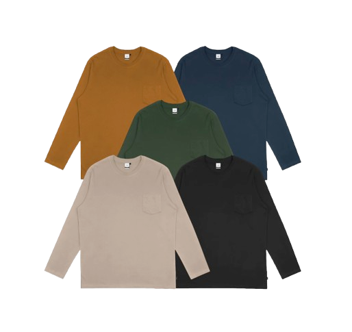 OTSKY Kaos Pria Lengan Panjang Pocket