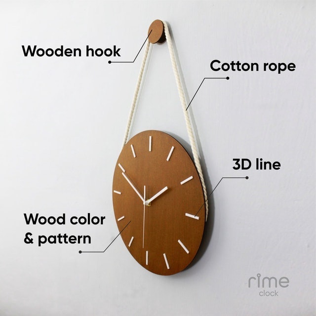 Rime Clock Jam Dinding Kayu Gantung Hang01 3D