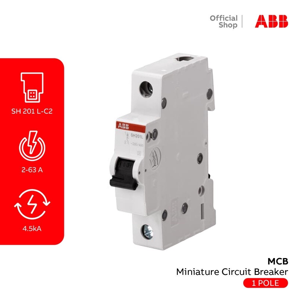 ABB MCB 1 Pole 4.5kA 10A 2