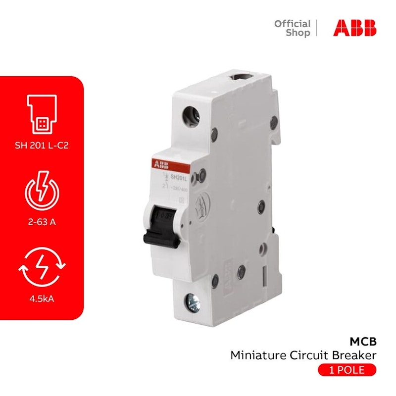 ABB MCB 1 Pole 4.5kA 10A 2