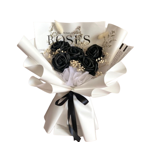 Buket Bunga Artifisial Blanc Roses Black 1
