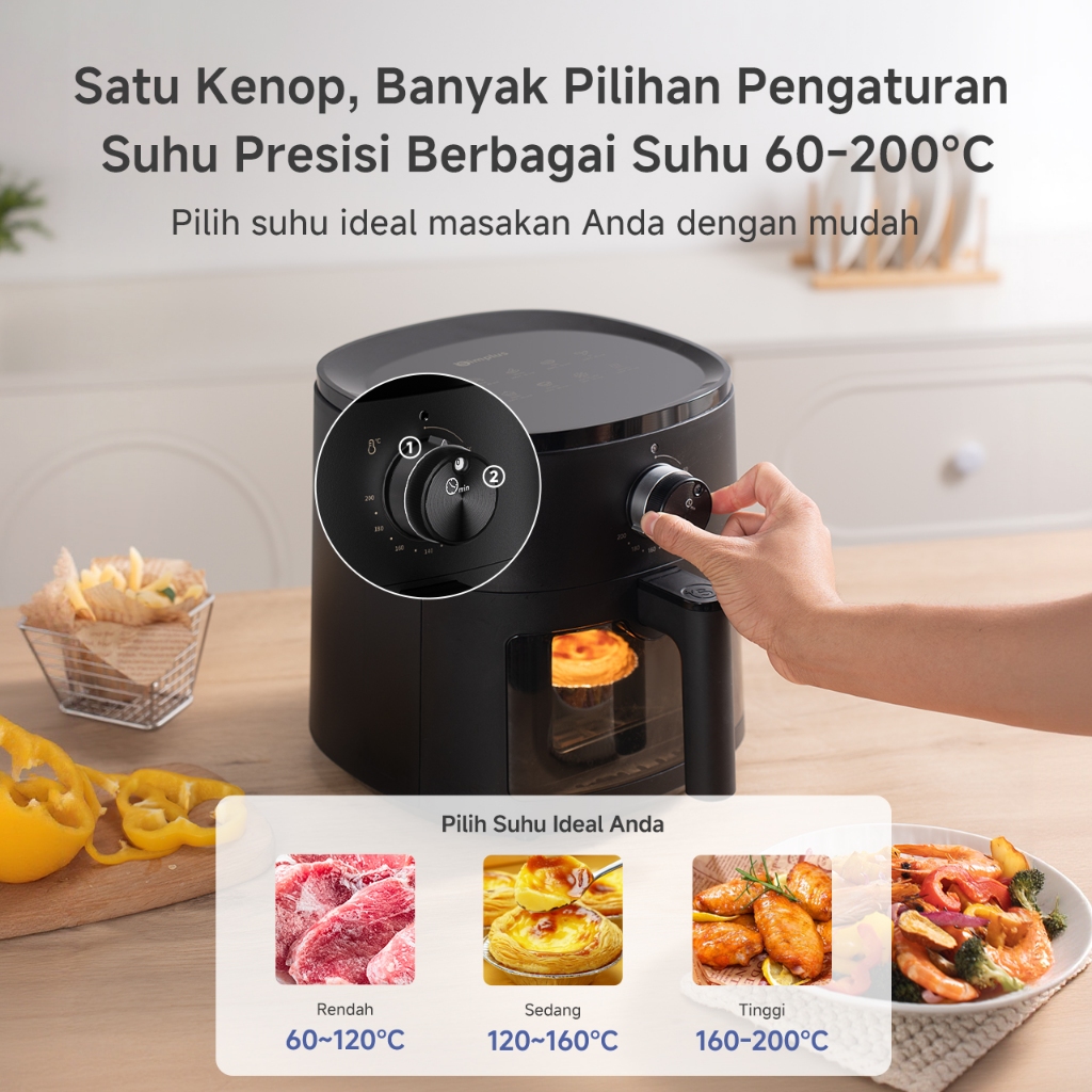 Simplus Air Fryer Low Watt 5L Tutup Transparan 5