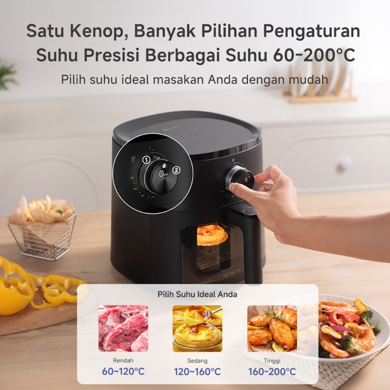 Simplus Air Fryer Low Watt 5L Tutup Transparan 5
