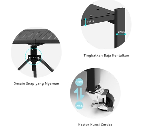 Earise Rak Lantai Beroda Lipat