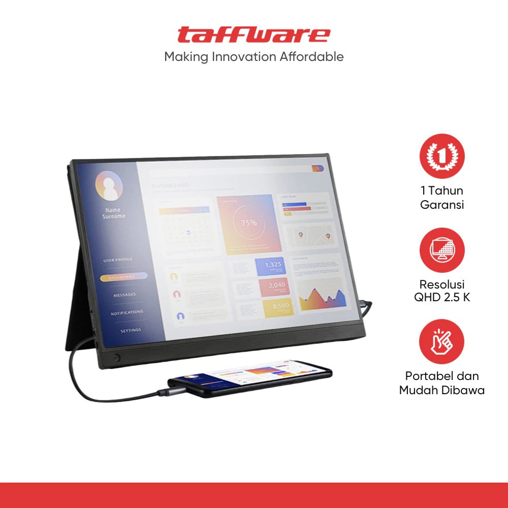 Jakarta Digital Nusantara Taffware Portable Monitor 16 Inch 1600XTS