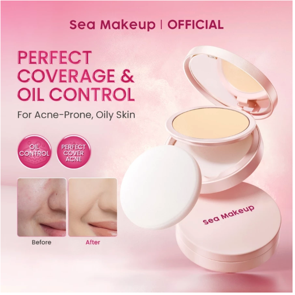 Sea Beauty Indonesia Sea Makeup Acne Cover & Smooth Two Way Cake Fudge Cookie