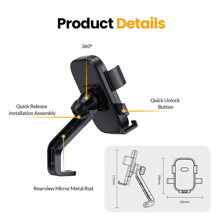 Cistech Alpha Indonesia Uneed Motorcycle Phone Holder Stand HP UPH601