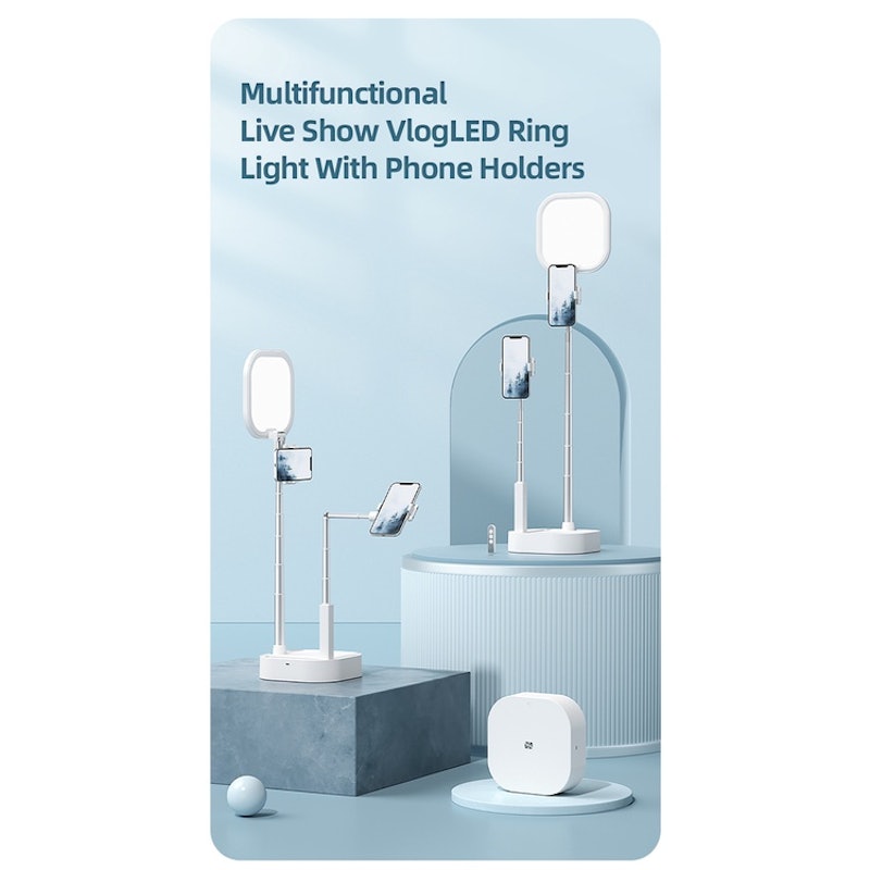 Multifunctional Live Show LED Ring Light with Dual Retractable Phone Holders 4