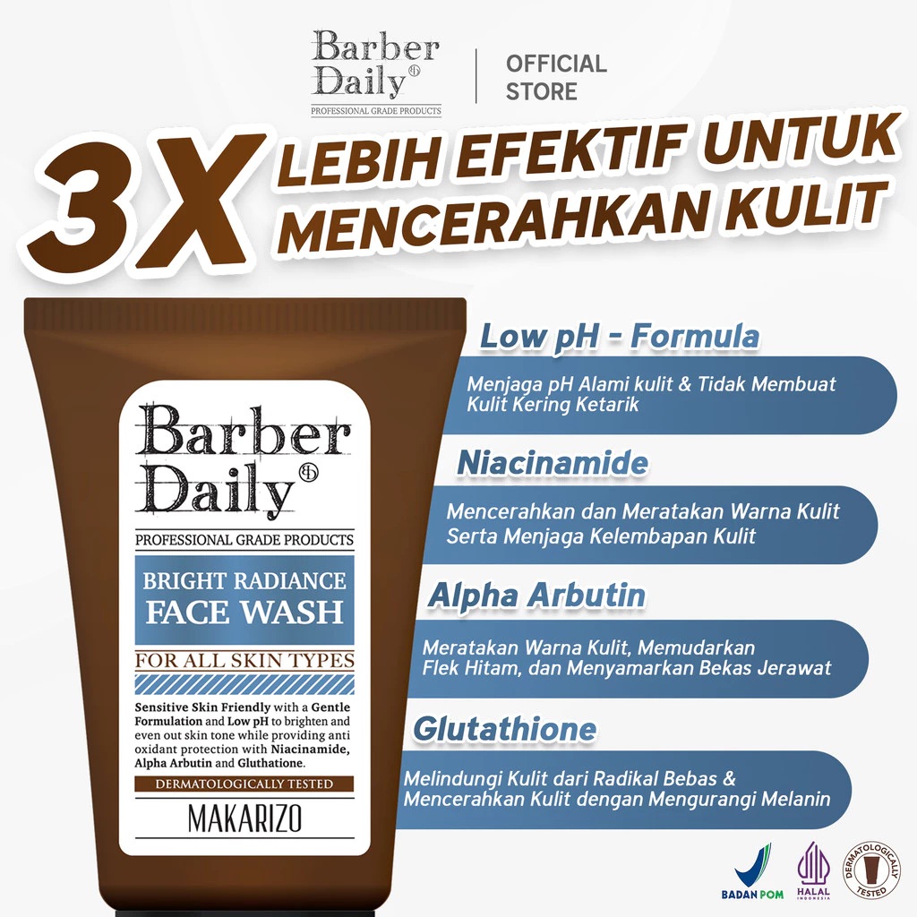 Akasha Wira International Makarizo Barber Daily Bright Radiance Face Wash
