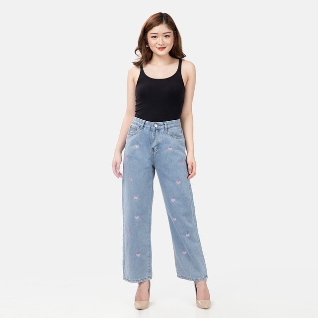 Straight Jeans Bordir Hati 5