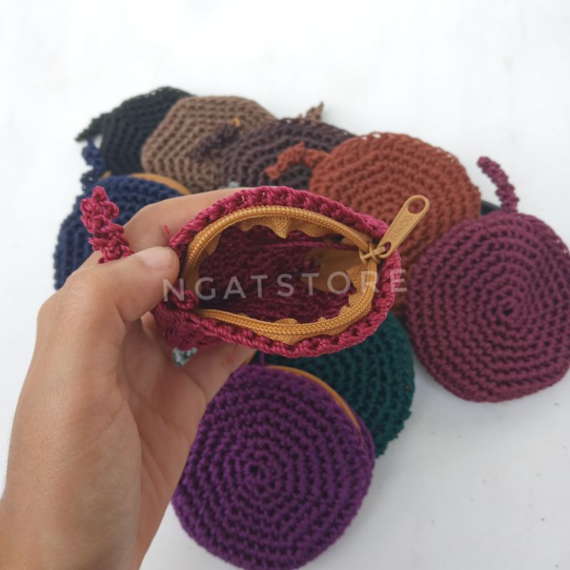  Dompet Koin Rajut Bulat Crochet Minie