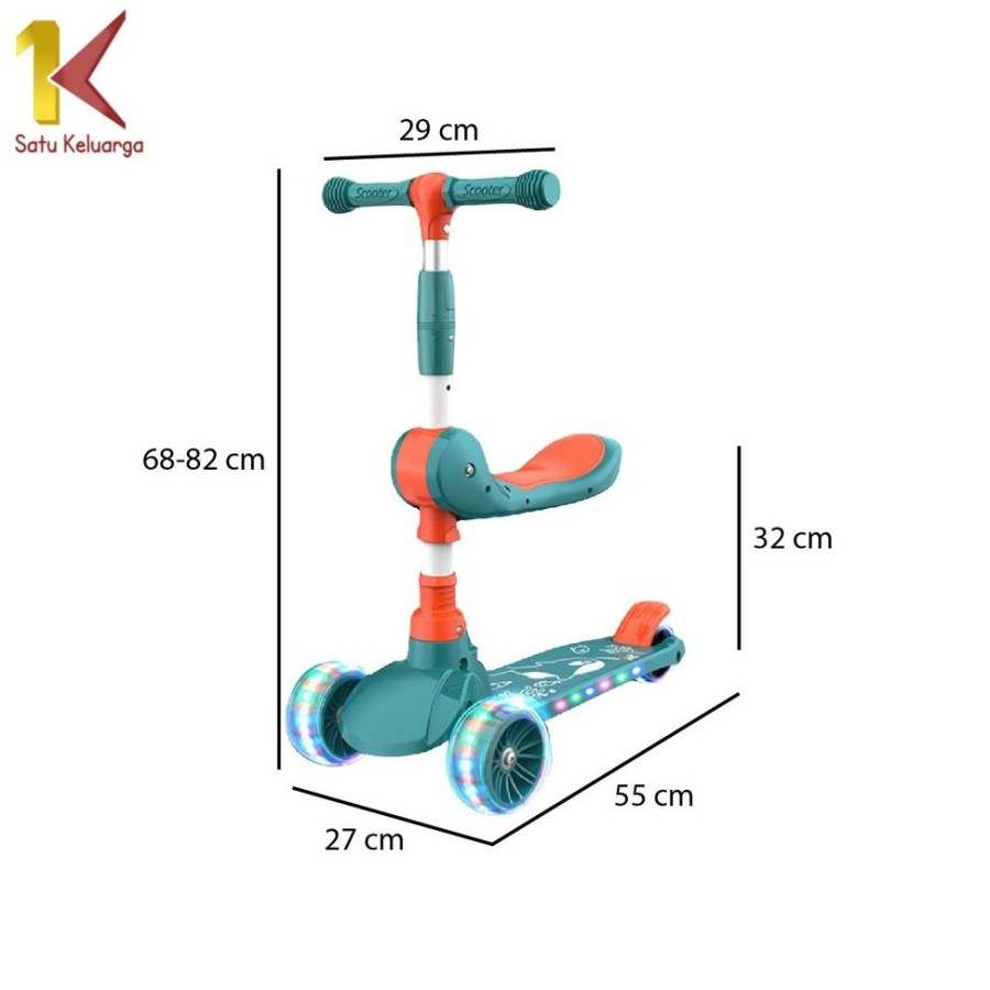 LIMINDI SUKSES BERSAMA Satu Keluarga Mainan Skuter Otoped 3 Roda 2 in 1  M290