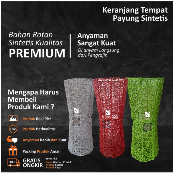  Neezar Rattan Tempat Payung Rotan Sintetis Brekele