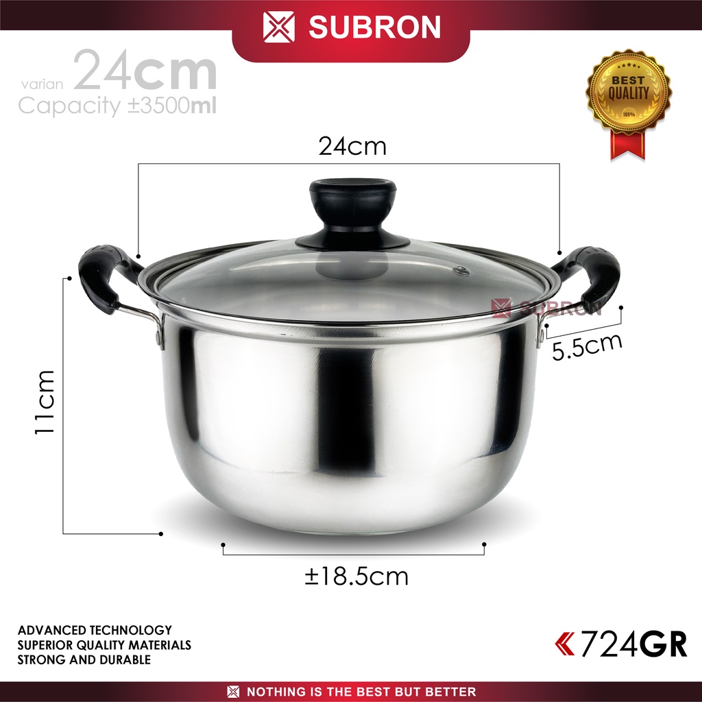 Subron Indo Jaya Subron Soup Pot Stainless Tutup Kaca