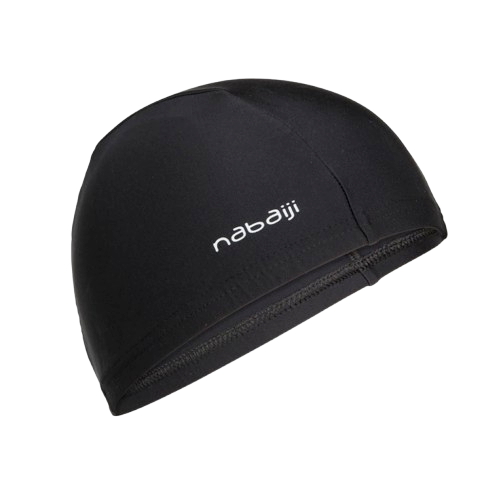 Decathlon Nabaiji Topi Renang Unisex Kain Polos Hitam ｜ 8277366