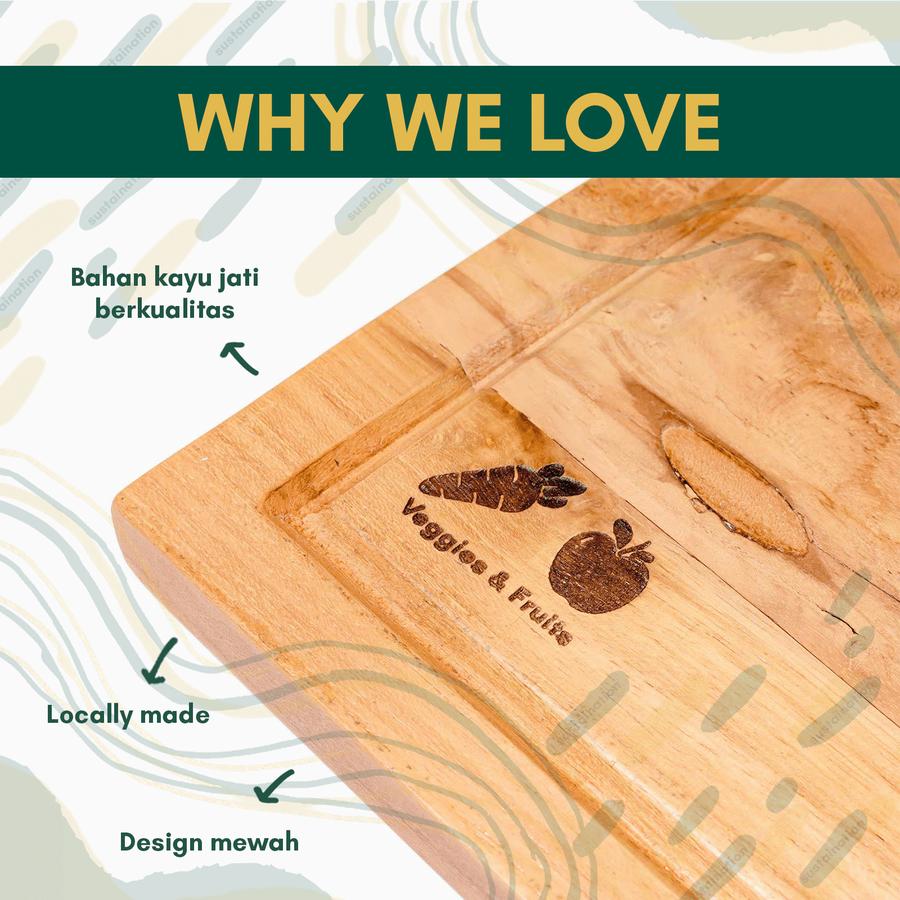 Lingkar Hijau Indonesia Sustaination Talenan Kayu Jati Premium Dengan Gagang