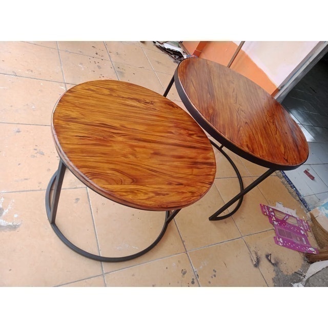 BengkelKita.id Meja Tamu Minimalis Bulat 1 Set