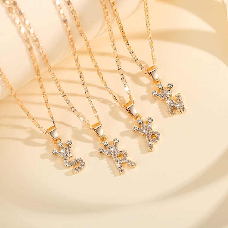 Kalung Titanium Wanita Huruf A-Z Gold Model Italy 2