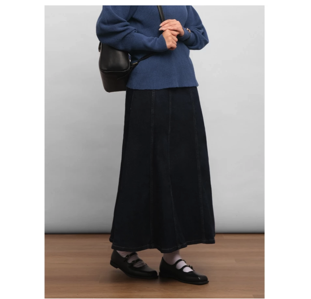 THENBLANK KREASI INDONESIA THENBLANK Flare Denim Skirt Black