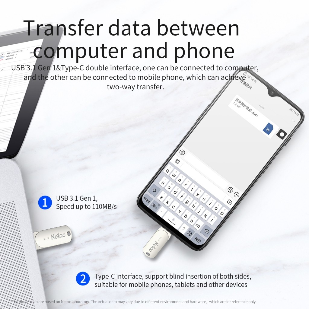 Netac Technology Netac OTG USB Flash Drive 64GB U785C 