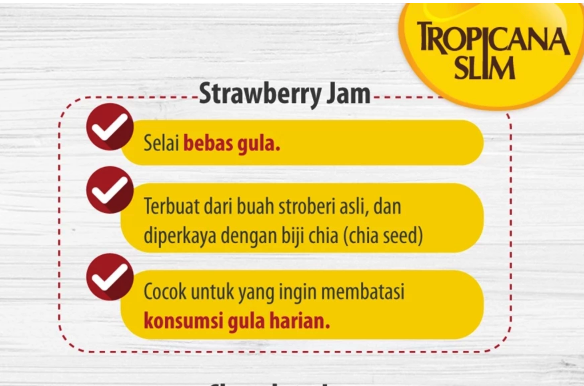 Nutrifood Indonesia Tropicana Slim Strawberry Jam with Chia Seed