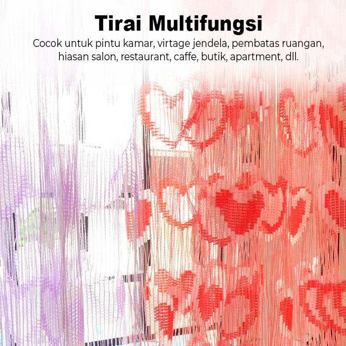  IDOHOUSE Tirai Gorden Pintu Motif Love Q1-1