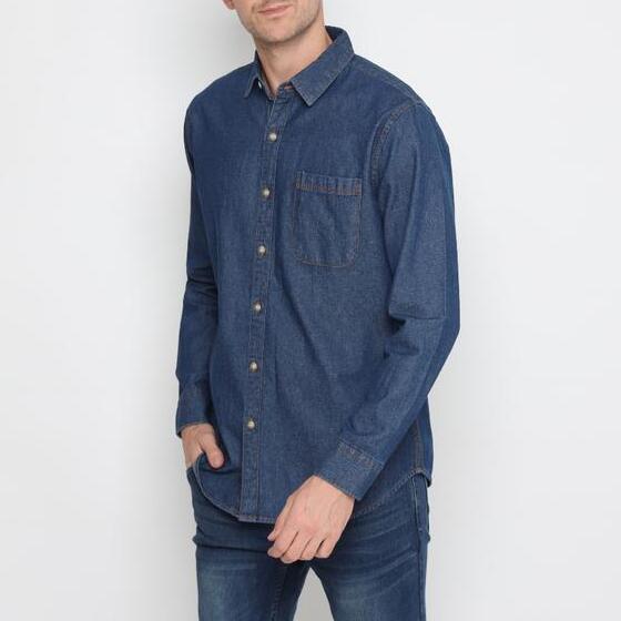 Citra Agung Busana Platini Kemeja Pria Lengan Panjang Denim Biru 76422