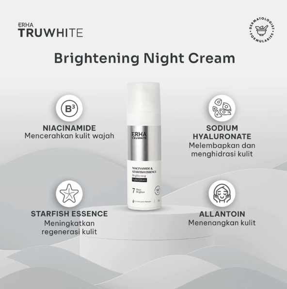 ERHA Clinic Indonesia ERHA Truwhite Niacinamide & Starfish Essence Brightening Night Cream