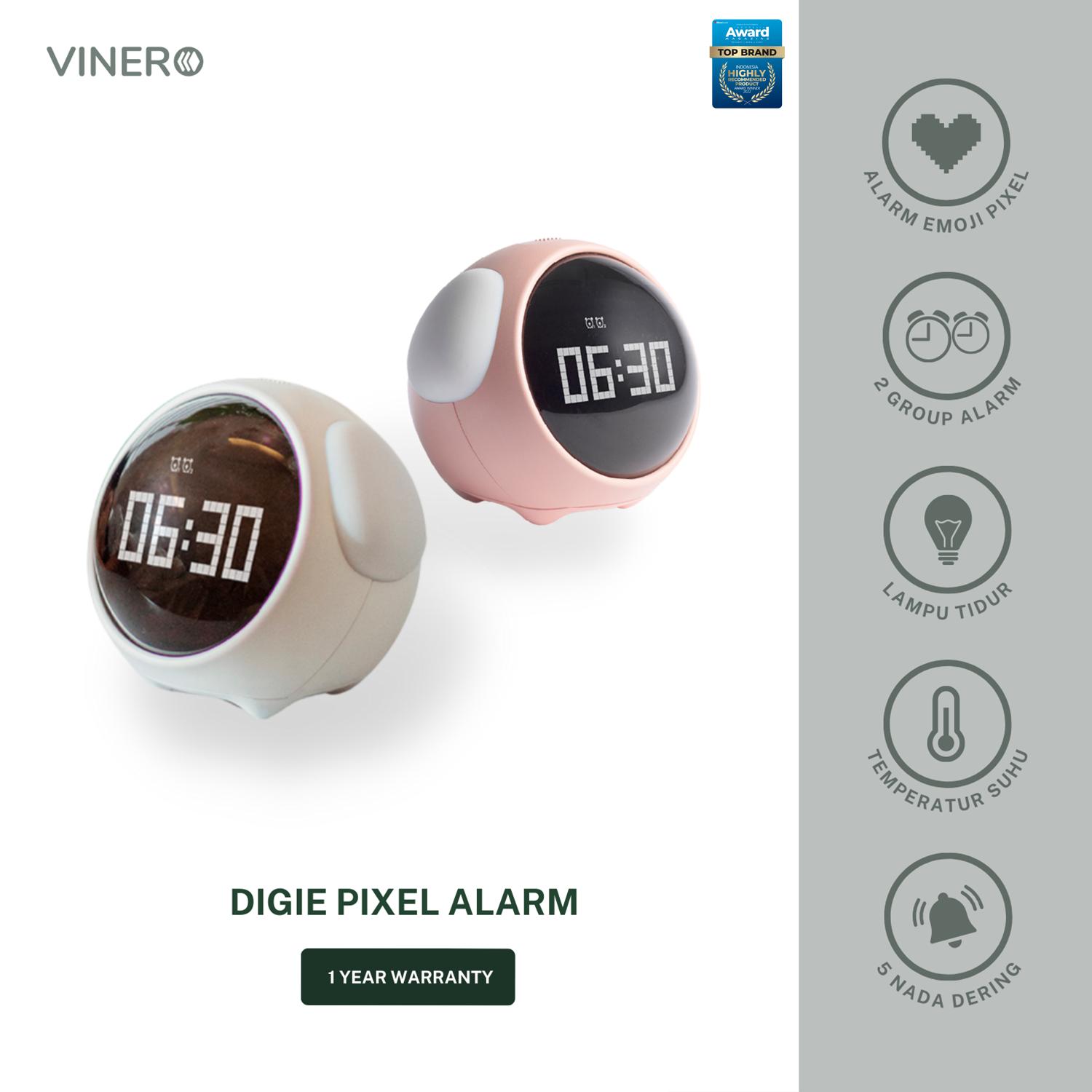 Vinero Indonesia Vinero Digie Alarm Clock Pixel Lamp Multifunction Interactive Emoji Digie White