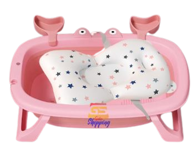 Bak Mandi Lipat Bayi + Matras Silicone Foldable Bathtub Crab