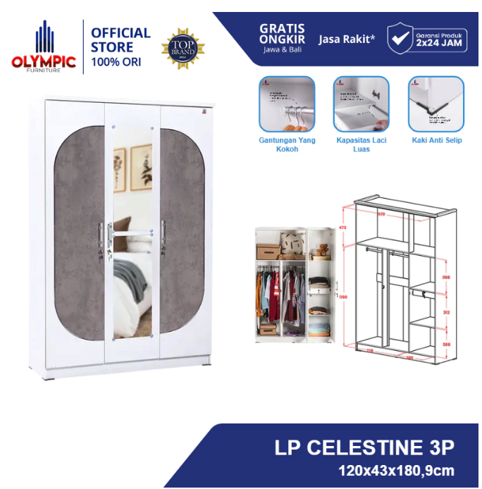 Cahaya Bintang Olympic Olympic Celestine Lemari Pakaian 3 Pintu