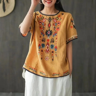  Atasan Lengan Pendek Divya Blouse Bohemian Bordier Etnic 5
