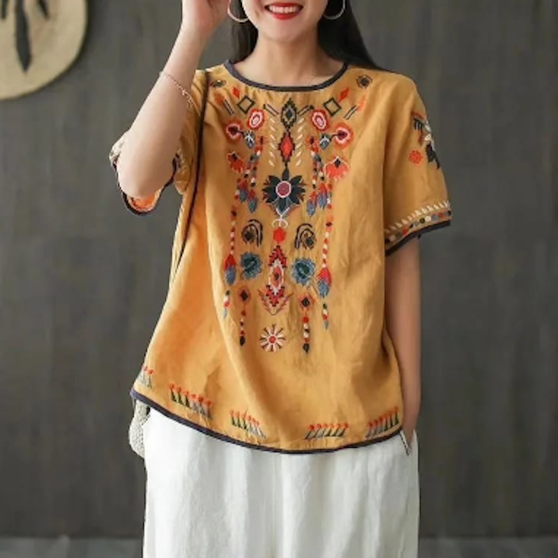 Atasan Lengan Pendek Divya Blouse Bohemian Bordier Etnic 5